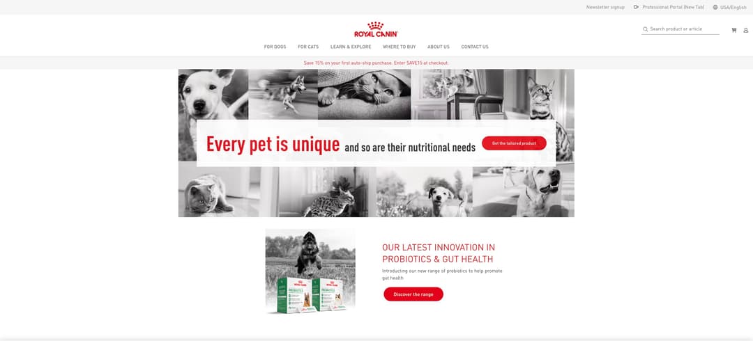 Screenshot of RoyalCanin B2B Ecommerce - Enterprise-level B2B e-commerce platform with advanced product catalog, bulk ordering capabilities, ...